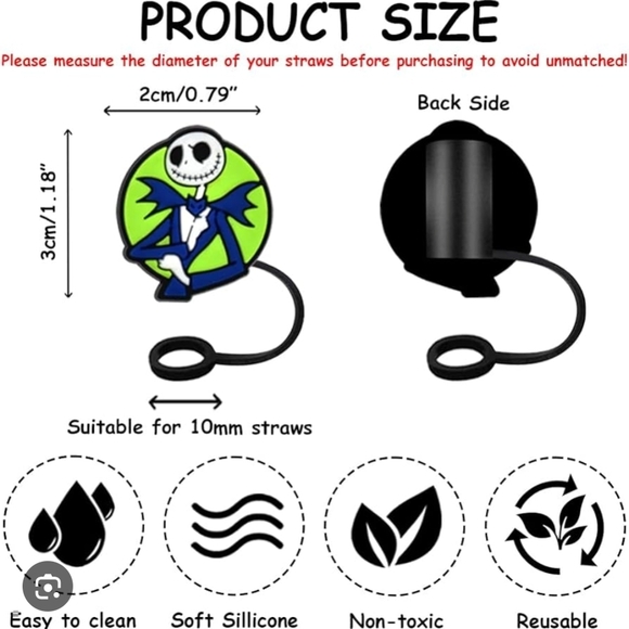 🛍️4 For $15🛍️ Black and White Character Straw Charm - Picture 5 of 6